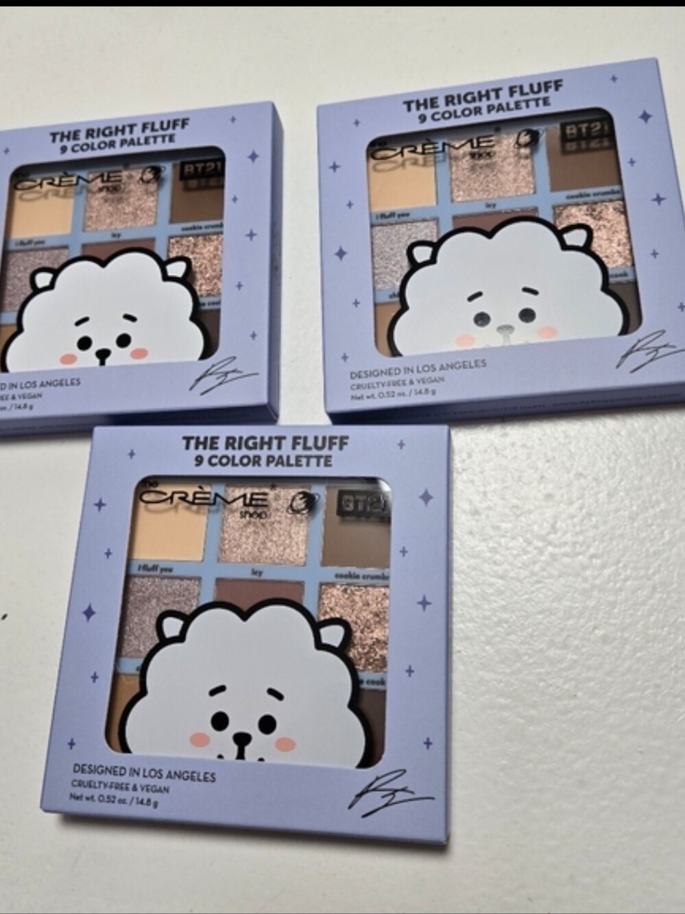 The Crème Shop BT21 The Right FLUFF 3 Eyeshadow Palettes - RJ  new In Package